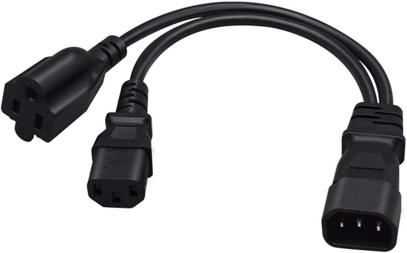 TEWOXIN 1 PCS IEC320 C14 to C13 + NEMA 5-15R Y Splitter Power Cord,for Server, PC, Monitor 1-to-2 Power Adapter Cable(0.3M/1FT) - Image 1